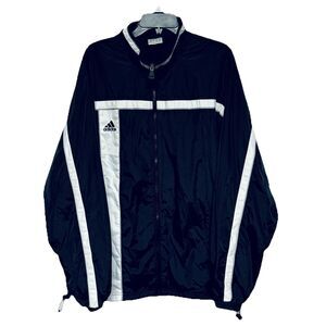 Vintage Adidas Full Zip Lightweight Windbreaker Jacket Men's L Black White Y2K